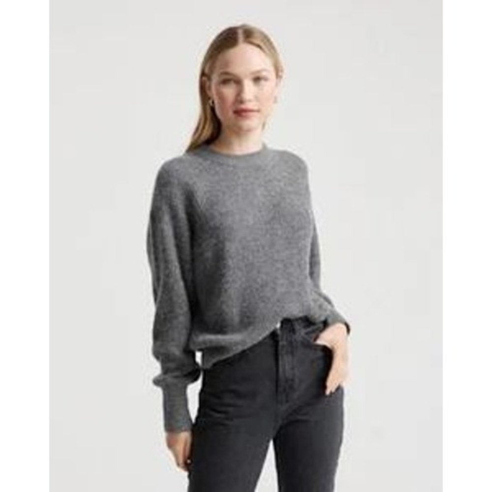 Quince Baby Alpaca Wool Blend Crew Neck Sweater Charcoal Grey Womens Small